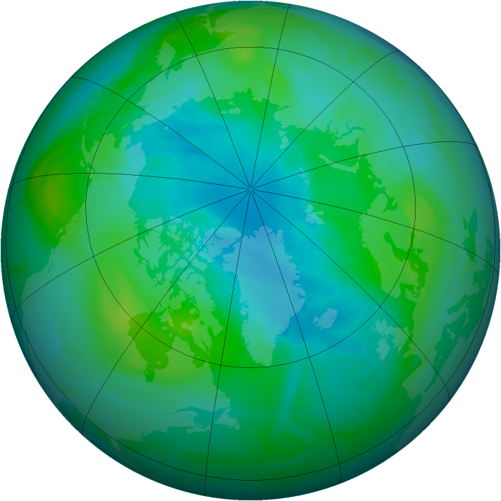Arctic ozone map for 29 August 2007